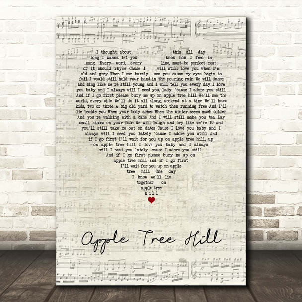 Keywest Apple Tree Hill Script Heart Song Print