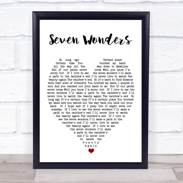 Seven Wonders Fleetwood Mac Quote Song Lyric Heart Print