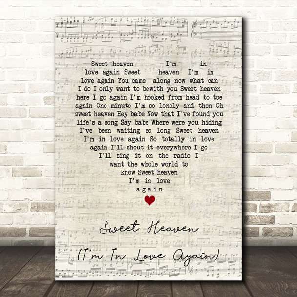 Barry Manilow Sweet Heaven (I'm In Love Again) Script Heart Song Lyric Print