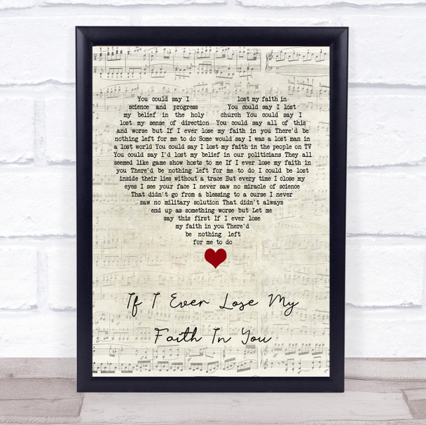 Sting If I Ever Lose My Faith In You Script Heart Song Lyric Print