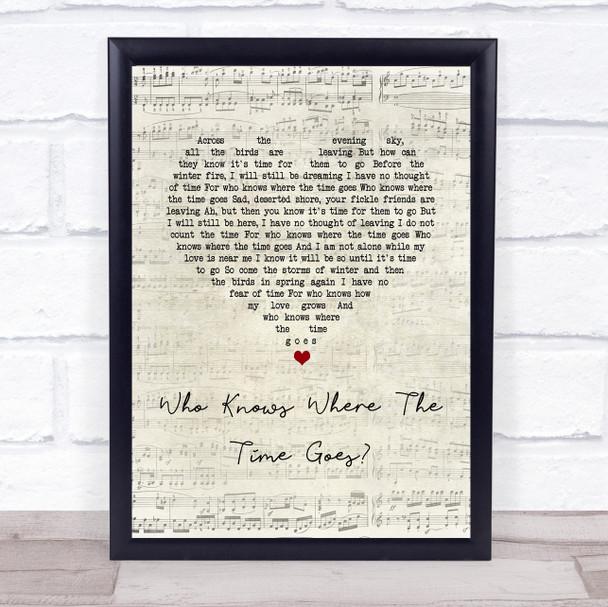 Sandy Denny & The Strawbs Who Knows Where The Time Goes Script Heart Song Lyric Print