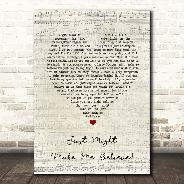 Sugarland Just Might (Make Me Believe) Script Heart Song Lyric Print