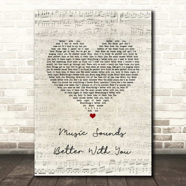 Big Time Rush Music Sounds Better With You Script Heart Song Lyric Print