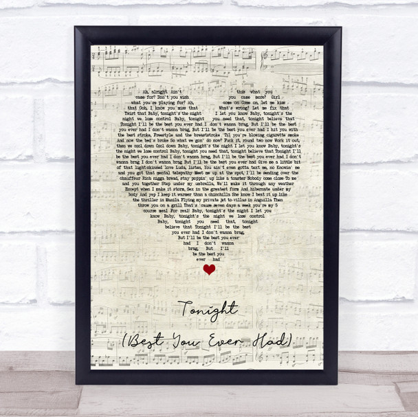 John Legend Tonight (Best You Ever Had) Script Heart Song Lyric Print