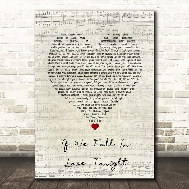 Rod Stewart If We Fall In Love Tonight Script Heart Song Lyric Print
