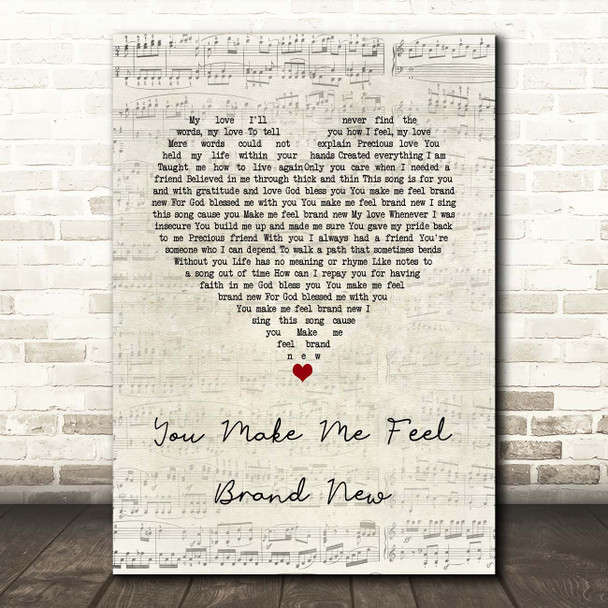 The Stylistics You Make Me Feel Brand New Script Heart Song Lyric Print