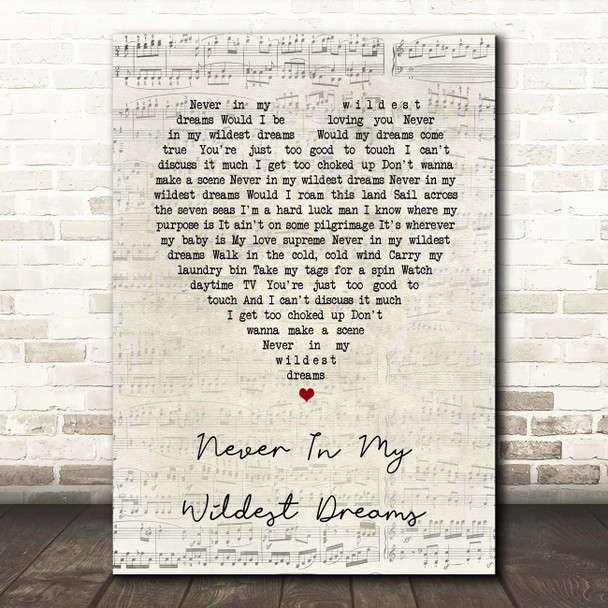 Dan Auerbach Never In My Wildest Dreams Script Heart Song Lyric Print