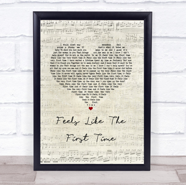 Foreigner Feels Like The First Time Script Heart Song Lyric Print
