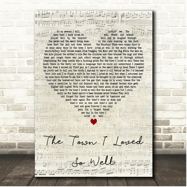 The Dubliners The Town I Loved So Well Script Heart Song Lyric Print