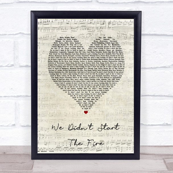 Billy Joel We Didn't Start The Fire Script Heart Song Lyric Print