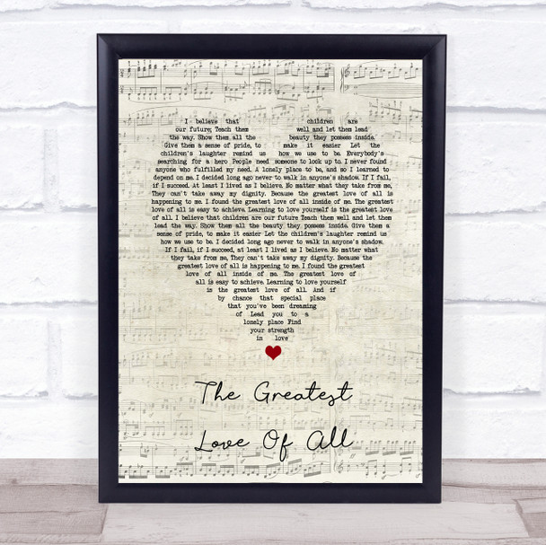 George Benson The Greatest Love Of All Script Heart Song Lyric Print