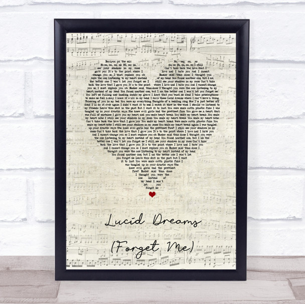 Juice WRLD Lucid Dreams (Forget Me) Script Heart Song Lyric Print