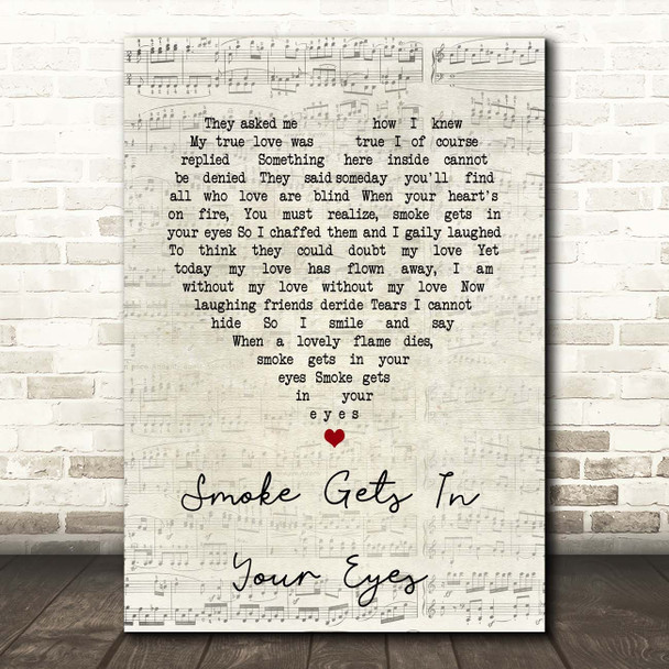 Platters Smoke Gets In Your Eyes Script Heart Song Lyric Print