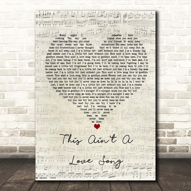 Scouting For Girls This Ain't A Love Song Script Heart Song Lyric Print