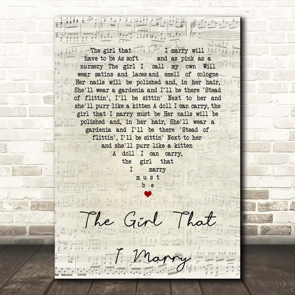 Ray Middleton The Girl That I Marry Script Heart Song Lyric Print