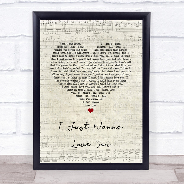 The Shires I Just Wanna Love You Script Heart Song Lyric Print