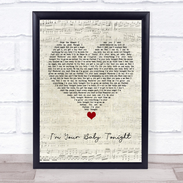 Whitney Houston I'm Your Baby Tonight Script Heart Song Lyric Print