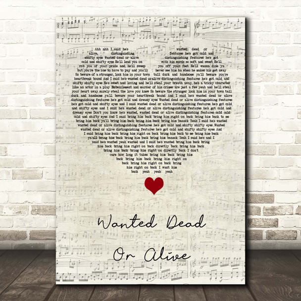 Voices of East Harlem Wanted Dead Or Alive Script Heart Song Lyric Print