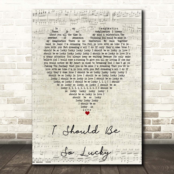 Kylie Minogue I Should Be So Lucky Script Heart Song Lyric Print