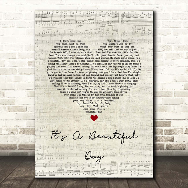 Michael Buble It's A Beautiful Day Script Heart Song Lyric Print
