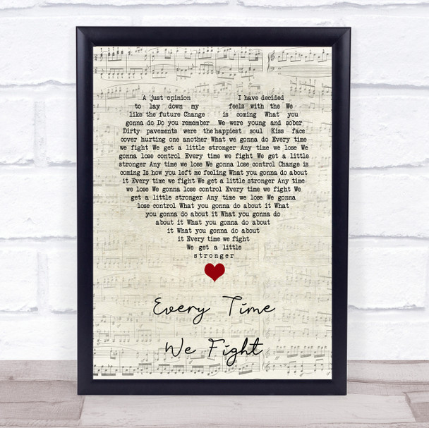 The Milk Every Time We Fight Script Heart Song Lyric Print