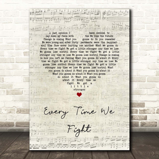 The Milk (band) Every Time We Fight Script Heart Song Lyric Print