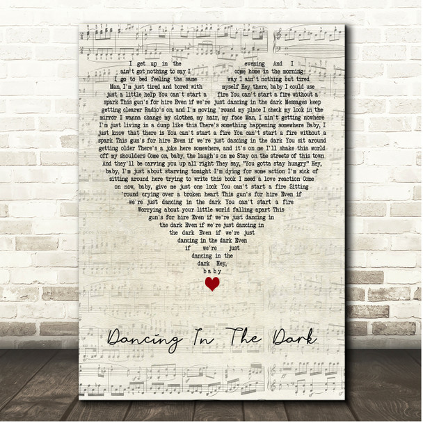 Bruce Springsteen Dancing In The Dark Script Heart Song Lyric Print