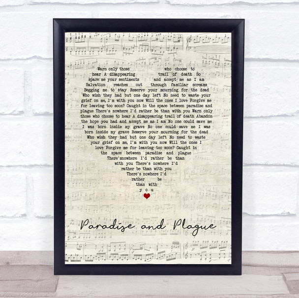 Counterparts Paradise and Plague Script Heart Song Lyric Print