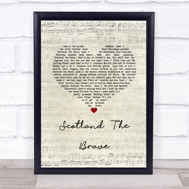 The Corries Scotland the Brave Script Heart Song Lyric Print
