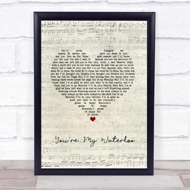 The Libertines You're My Waterloo Script Heart Song Lyric Print