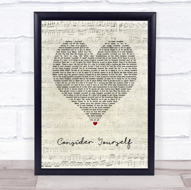 Oliver The Musical Consider Yourself Script Heart Song Lyric Print