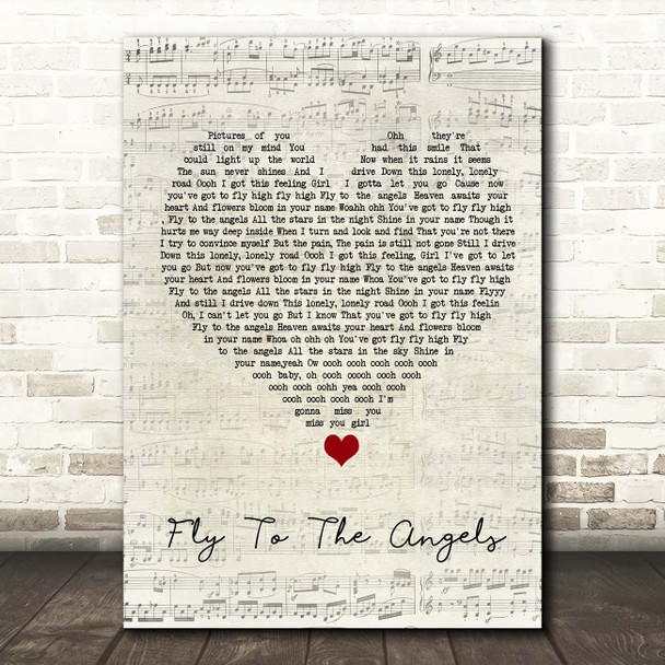 Slaughter Fly To The Angels Script Heart Song Lyric Print