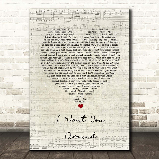 Snoh Aalegra I Want You Around Script Heart Song Lyric Print