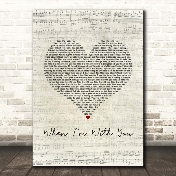Westlife When I'm With You Script Heart Song Lyric Print