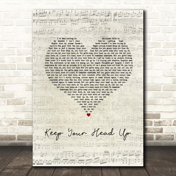 Andy Grammer Keep Your Head Up Script Heart Song Lyric Print