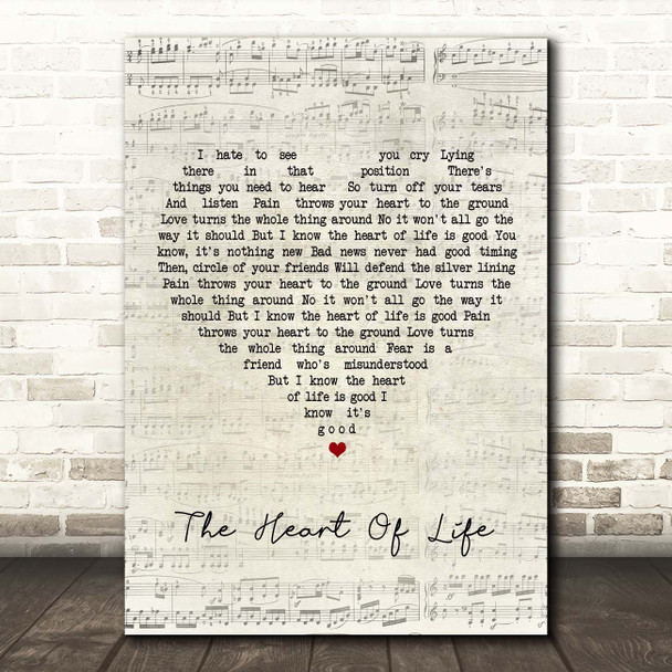 John Mayer The Heart Of Life Script Heart Song Lyric Print