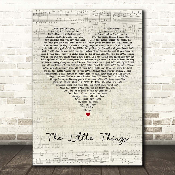 Keywest The Little Things Script Heart Song Lyric Print