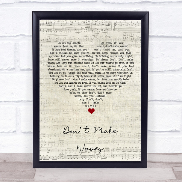 The Nolans Dont Make Waves Script Heart Song Lyric Print