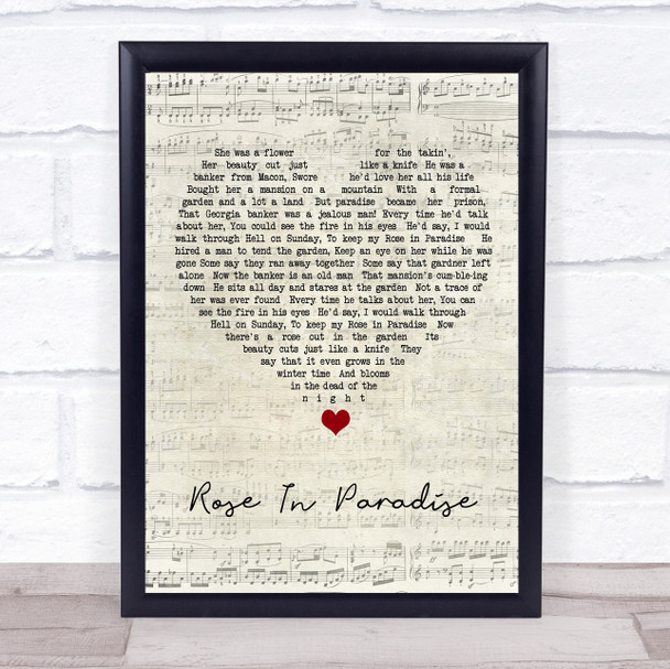 Waylon Jennings Rose In Paradise Script Heart Song Lyric Print