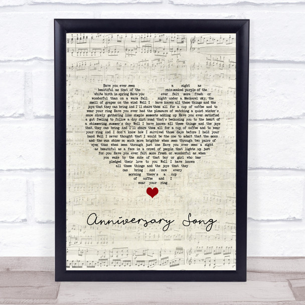 Cowboy Junkies Anniversary Song Script Heart Song Lyric Print