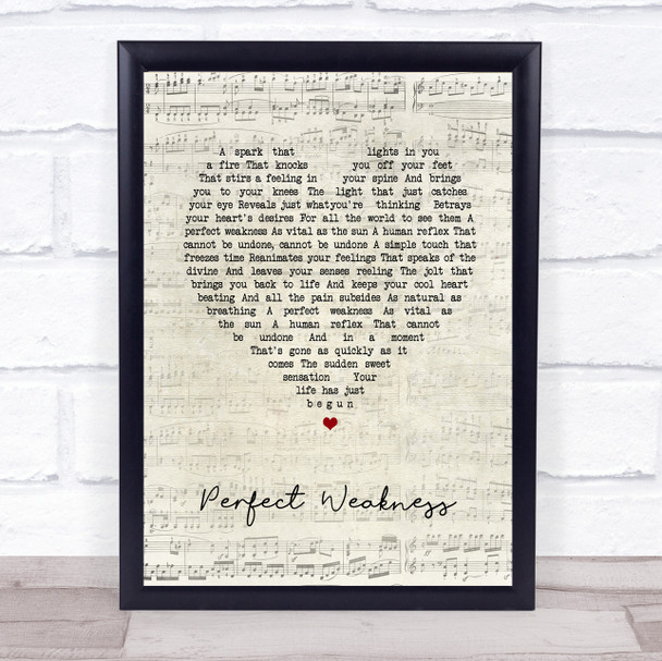 DIVISIONS Perfect Weakness Script Heart Song Lyric Print
