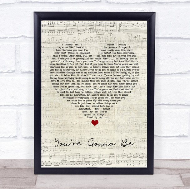 Reba McEntire You're Gonna Be Script Heart Song Lyric Print