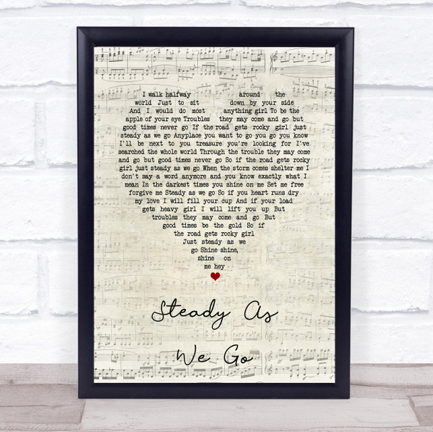 Dave Matthews Band Steady As We Go Script Heart Song Lyric Print