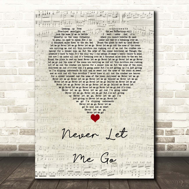 Florence + The Machine Never Let Me Go Script Heart Song Lyric Print