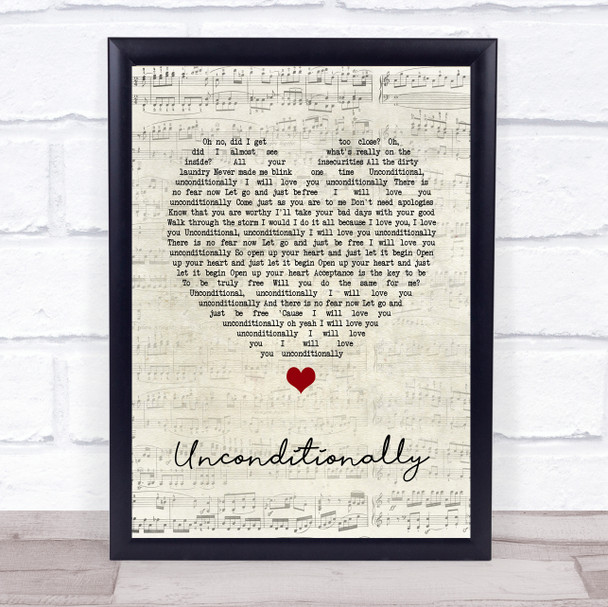 Katy Perry Unconditionally Script Heart Song Lyric Print