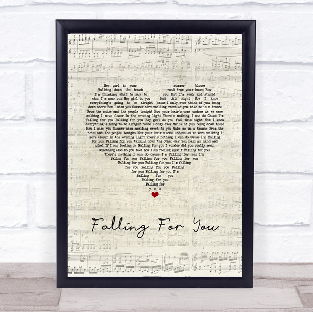 Mercury Falling For You Script Heart Song Lyric Print