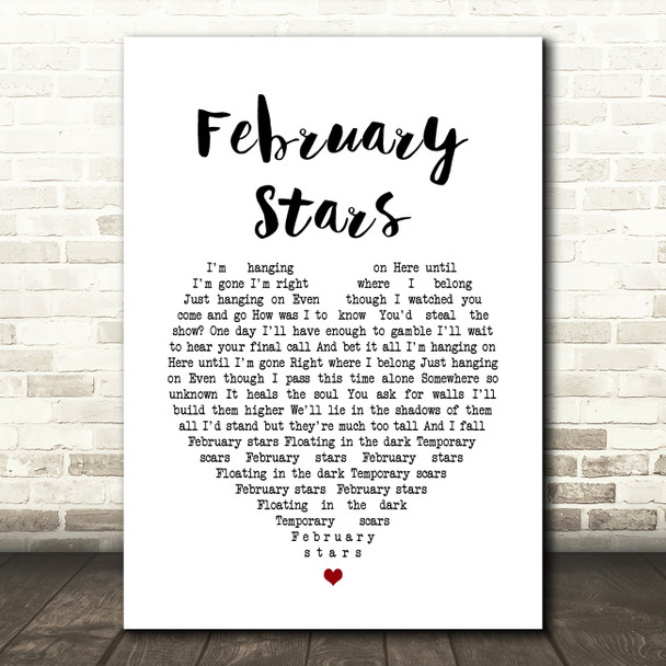 Foo Fighters February Stars Heart Song Lyric Quote Print