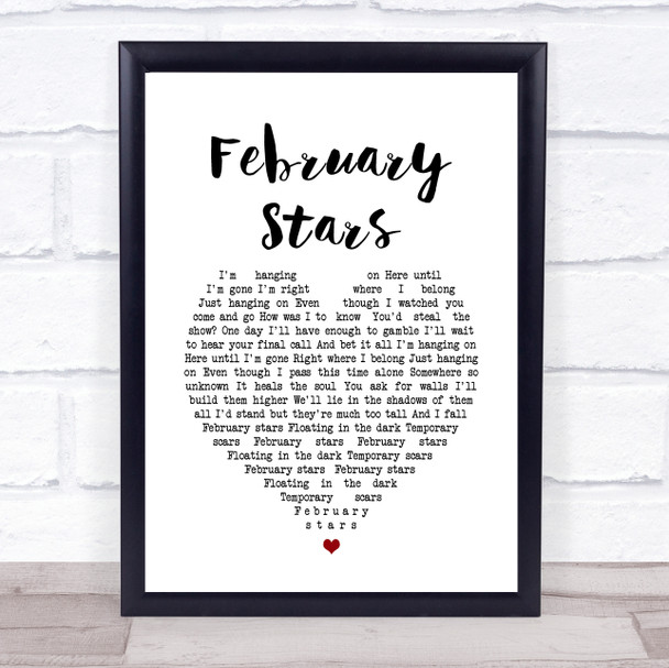 Foo Fighters February Stars Heart Song Lyric Quote Print