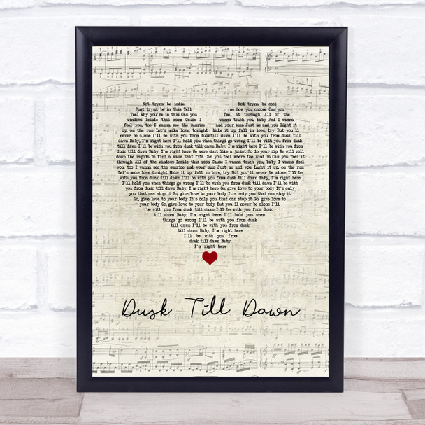 ZAYN ft. Sia Dusk Till Dawn Script Heart Song Lyric Print