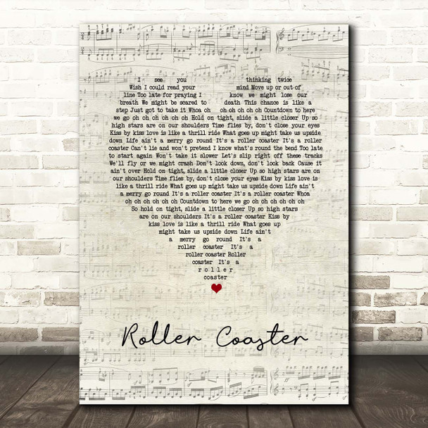 Bon Jovi Roller Coaster Script Heart Song Lyric Print